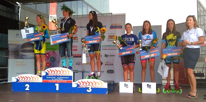 Podium du marathon roller féminin de Gdansk 2019