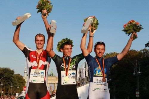 Le podium du marathon roller de Berlin 2011