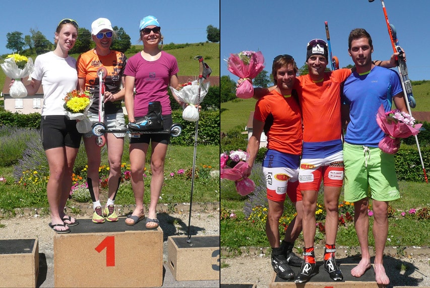 Podium femmes et hommes en rollerski