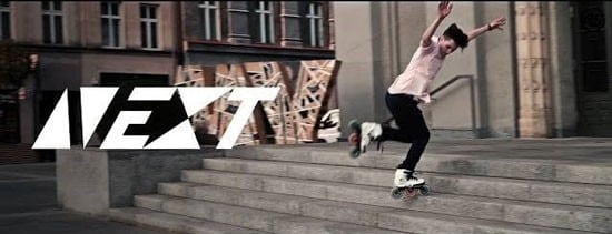 Tomasz Ardzi?ski en roller freeride à Bielsko-Bia?a (Pologne)