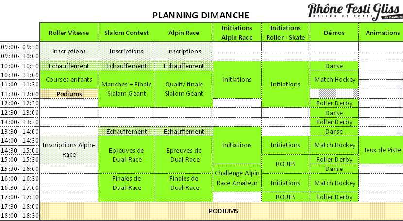 Programme Festigliss dimanche