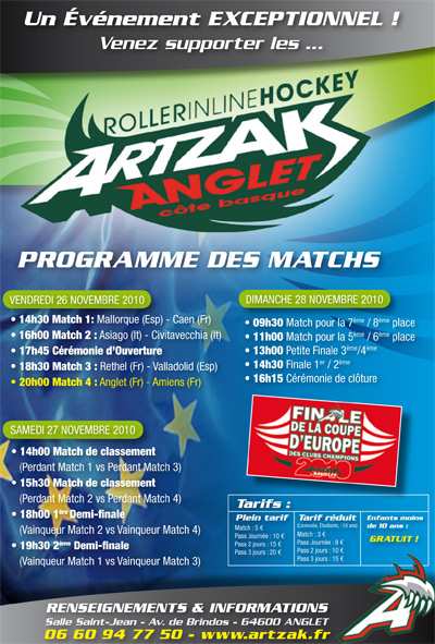 programme match coupe europe 2010 anglet