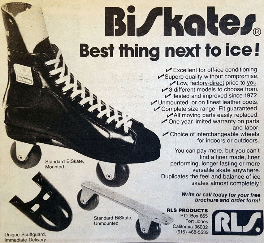 Une publicité pour les BiSkates dans les années 1970