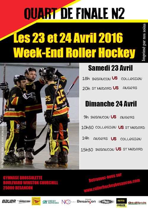 quart finale n2 roller hockey 2016 besancon