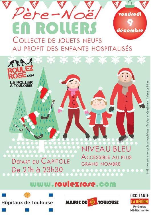 Randonnée roller Roulez Rose Père Noël 2016 à Toulouse (31)