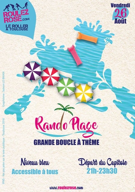 Randonnée roller Tous à la Plage 2016 avec Roulez Rose à Toulouse (31)