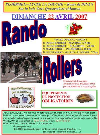 Randonnée roller 2007 sur la voie verte Questembert &#8211; Mauron (56)