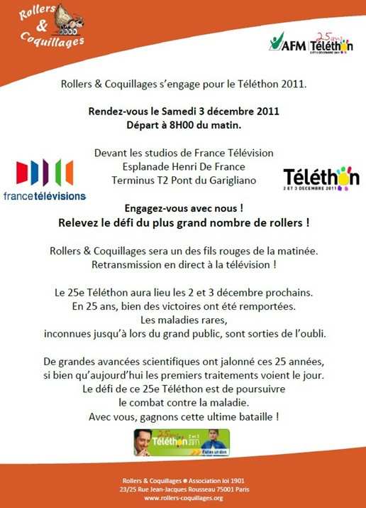 Randonnée Rollers et Coquillages – Téléthon 2011