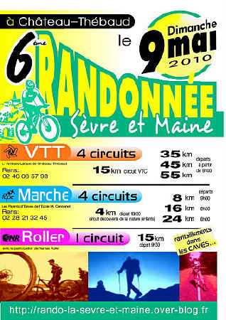 Randonnéess VTT, marche et roller 2010 à proximité de Nantes (44)