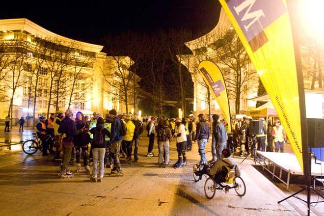 Rendez-vous était donné sur la place du Nombre d'Or, dans le quartier Antigone