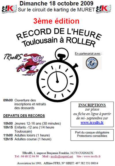 Record de l&rsquo;Heure 2009 à Roller à Muret (31)