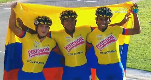 Le relais colombien vainqueur chez les juniors hommes