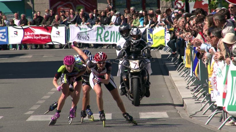 La course féminine de rennes sur roulettes en 2011