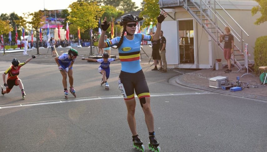 Sandrine Tas, vainqueure du tour au Championnat d'Europe roller course 2018
