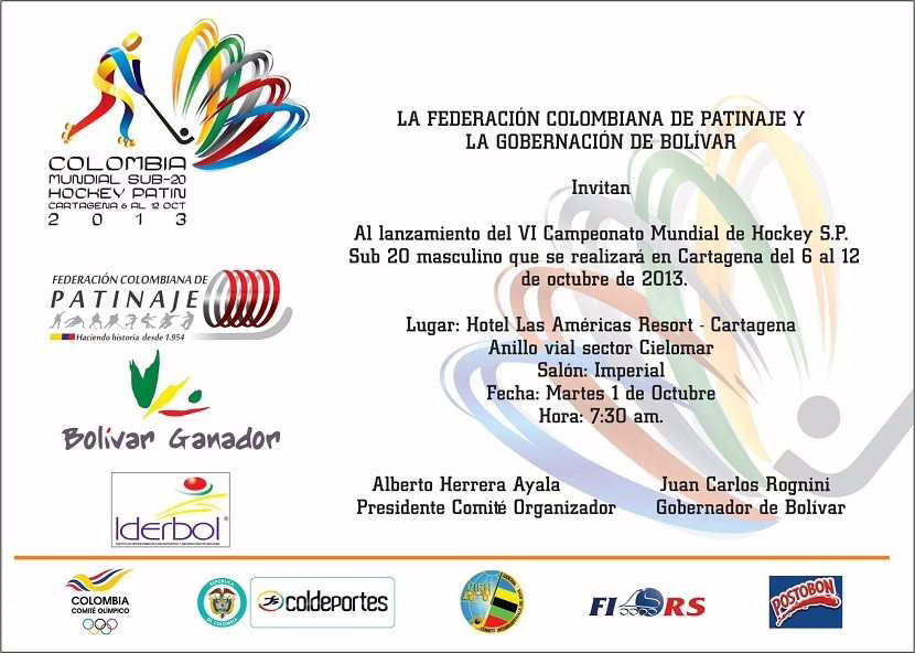 Mardi 1er octobre : lancement officiel du championnat du monde junior de rink-hockey