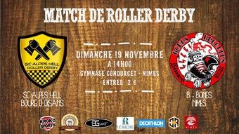 Match de roller derby 2017 entre les SC Alpes Hell Bourg d&rsquo;oisans et les B-Bones de Nimes