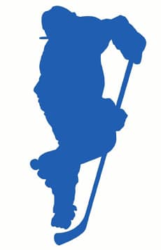 Ombre d'un joueur de roller hockey