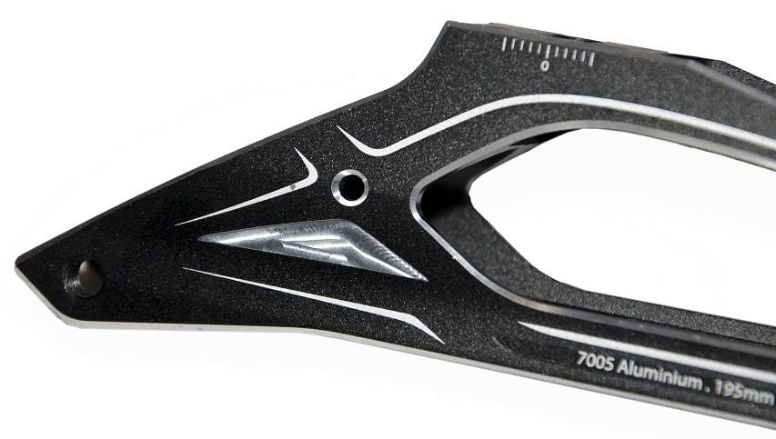 Platine Powerslide Triple X 3x125 mm Vue de la partie arrière de la platine Powerslide Triple X 3x125 mm avec le réglage millimétrique
