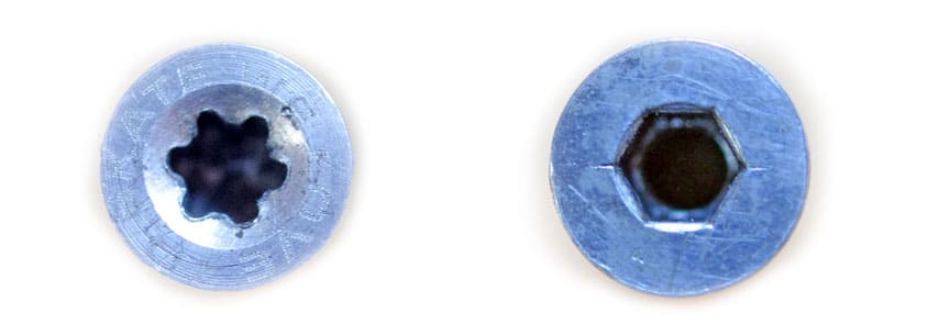 têtes d'axes torque (Torx) et Allen (hexagonale) têtes d'axes torque (Torx) et Allen (hexagonale)