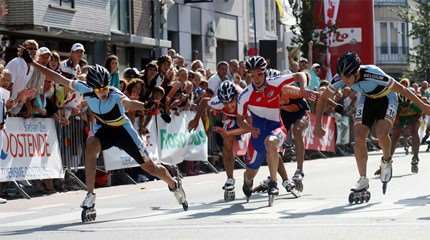Les patineurs aux Championnats d’Europe roller course 2011