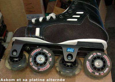 Un patin de hockey avec une platine Askom