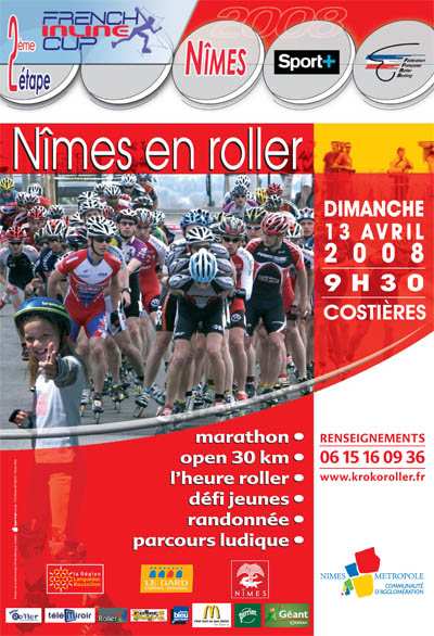 Affiche de la French Inline Cup de Nîmes en roller 2008
