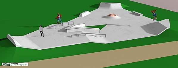 Vue 3D du skatepark de saint-Chéron (91)