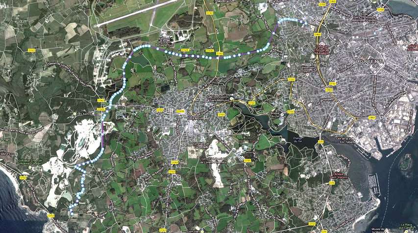 Tracé voie verte des Kaolins Lorient Ploemeur