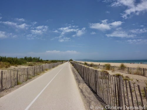 Voie verte du Lido Sète - Marseillan Une superbe ligne droite sur la voie verte de Sète à Marseillan