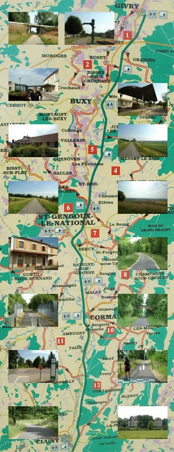 Le plan de la voie verte de Givry Cluny