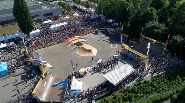 vue aerienne skatepark rotonde strasbourg