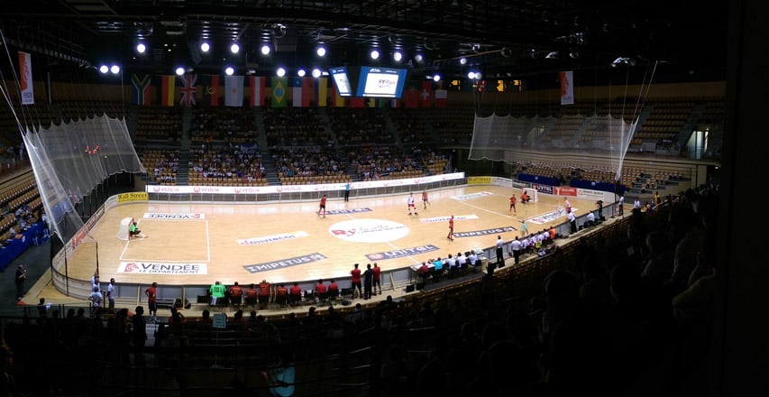 Vue du terrain du championnat du monde de rink hockey 2015